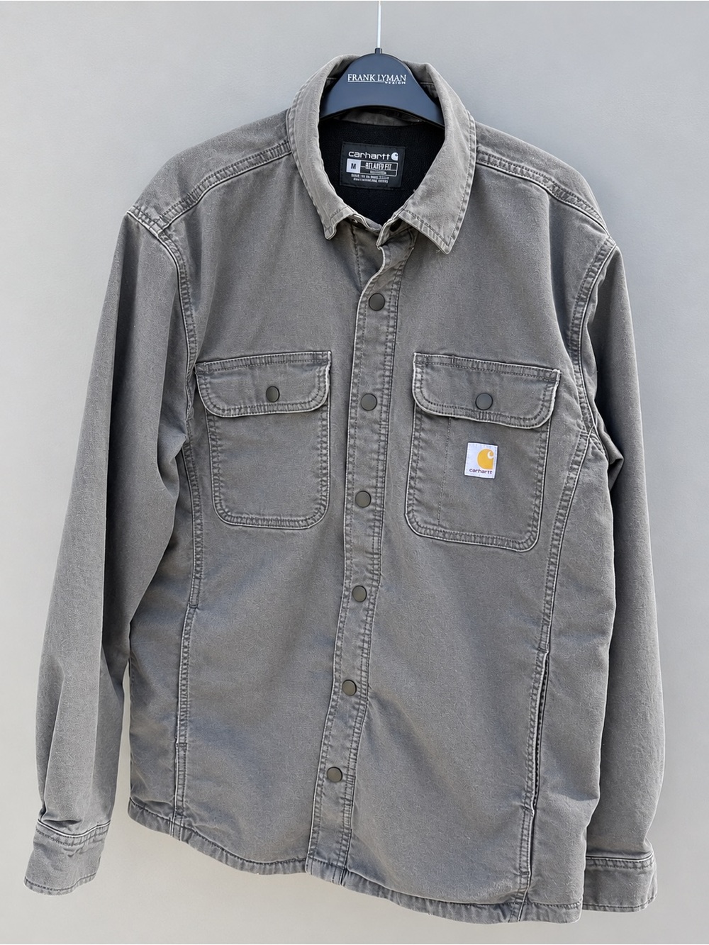 Carhartt Men’s Relaxed Fit Fleece-Lined Shirt Jacket Gray Size M